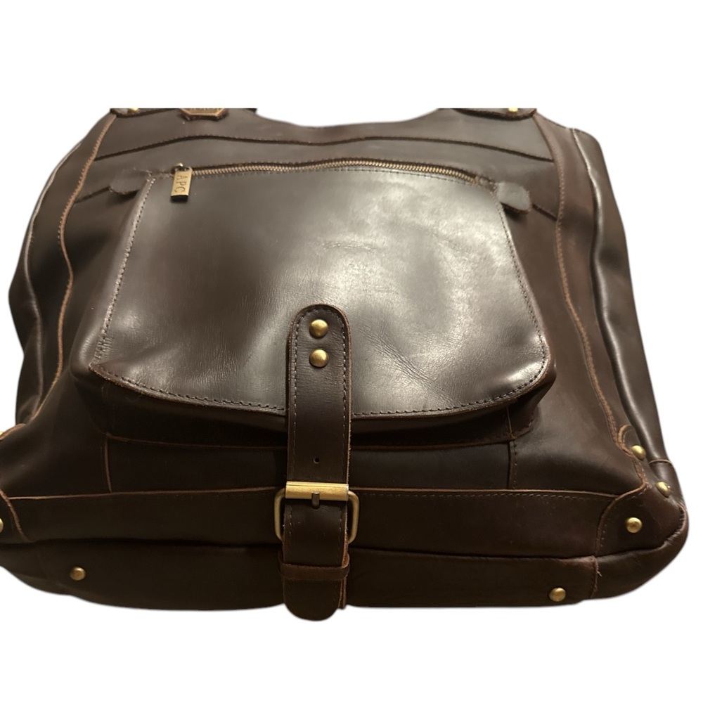 AP.C Vintage Genuine Espresso Brown Superb Quality Leather Travel Tote. - Picture 4 of 9